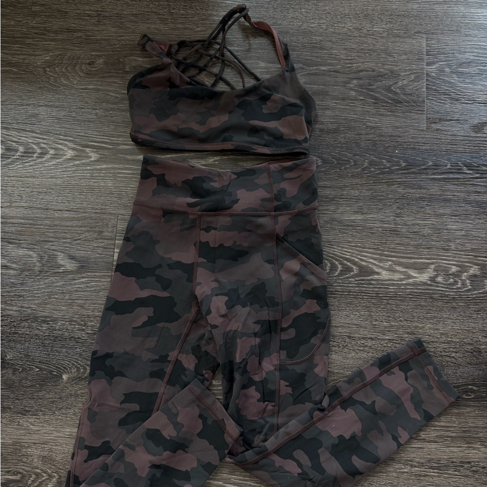 Lululemon Athletica Camo Print Bra and Leggings
